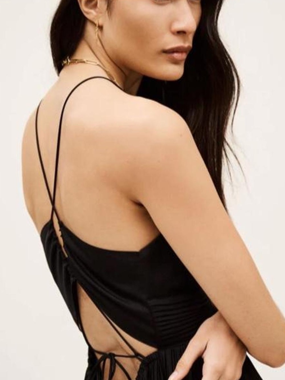ba&sh Black Plunging V-Neck Spaghetti Strap Maxi Dress - Picture 2 of 8
